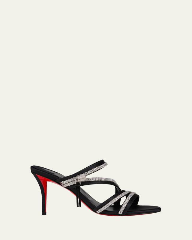 Meryl Zip Strass Satin Red Sole Sandals